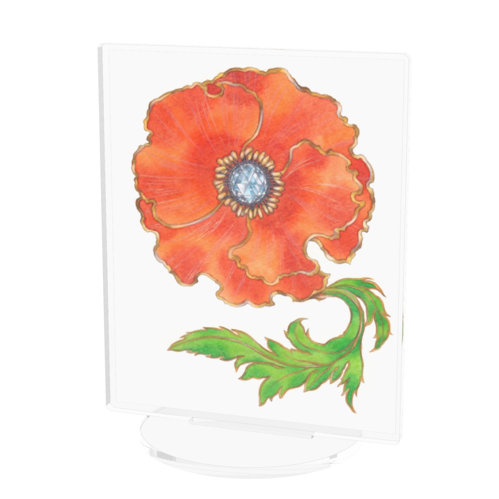 エナメルとローズカットダイヤのブローチ