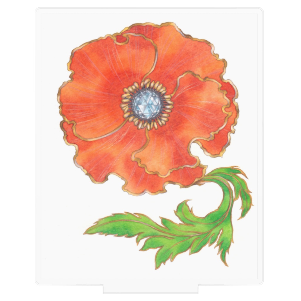 エナメルとローズカットダイヤのブローチ