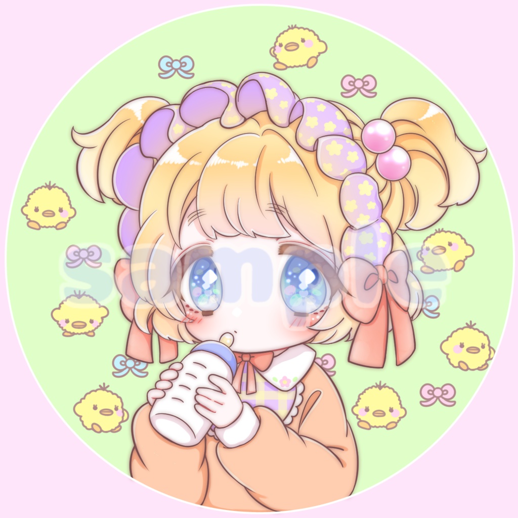 ファンシー缶バッチ ひよこ B品 Princess Heart Booth