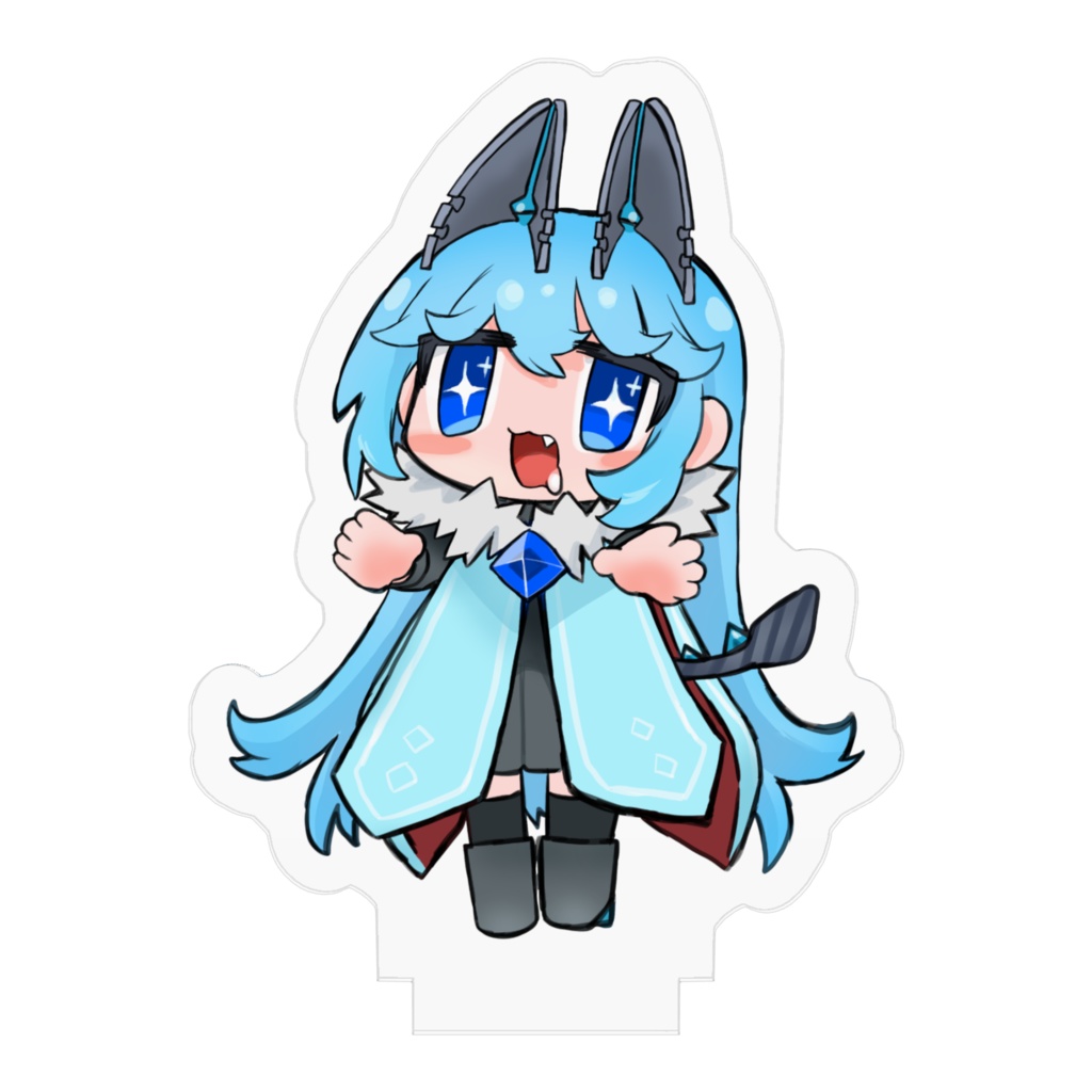 おいしいそうな物を目の前にしたミケリリちゃんミニアクリルフィギュア