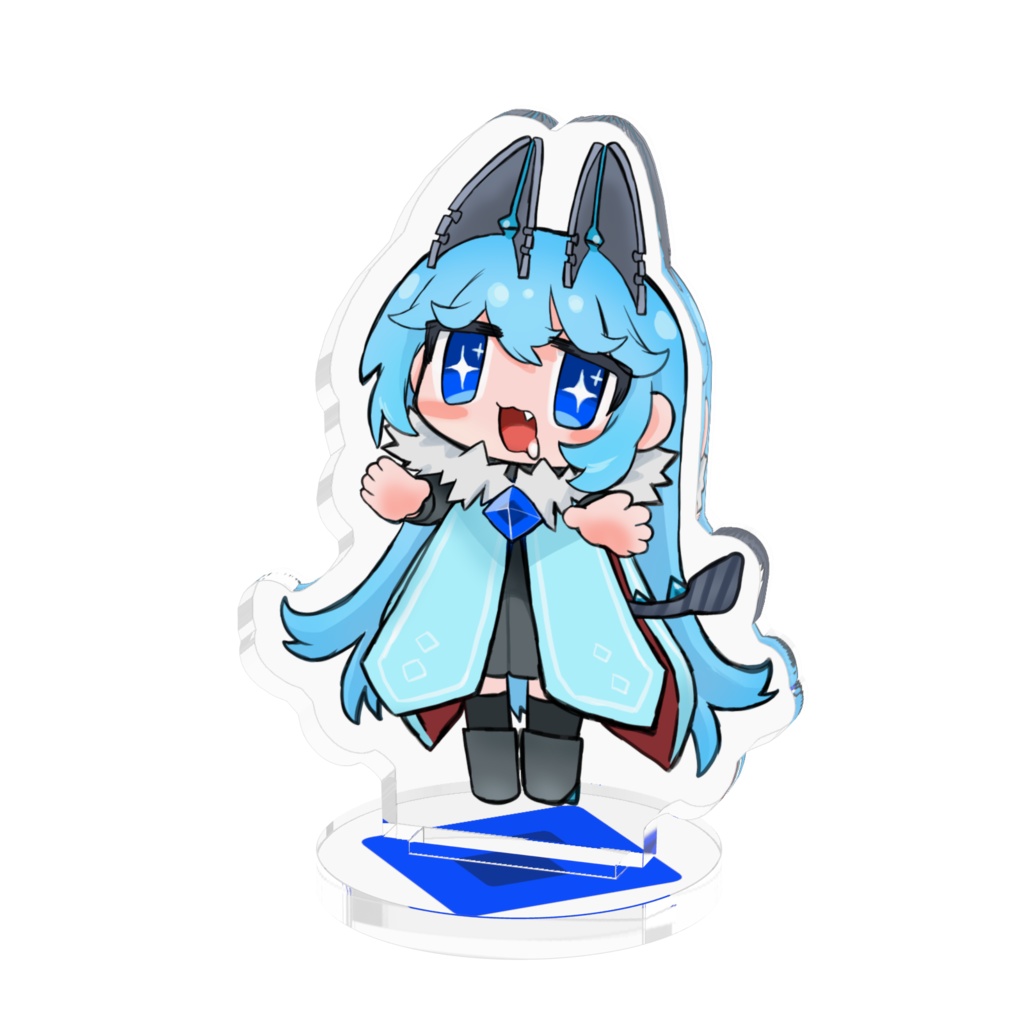 おいしいそうな物を目の前にしたミケリリちゃんミニアクリルフィギュア