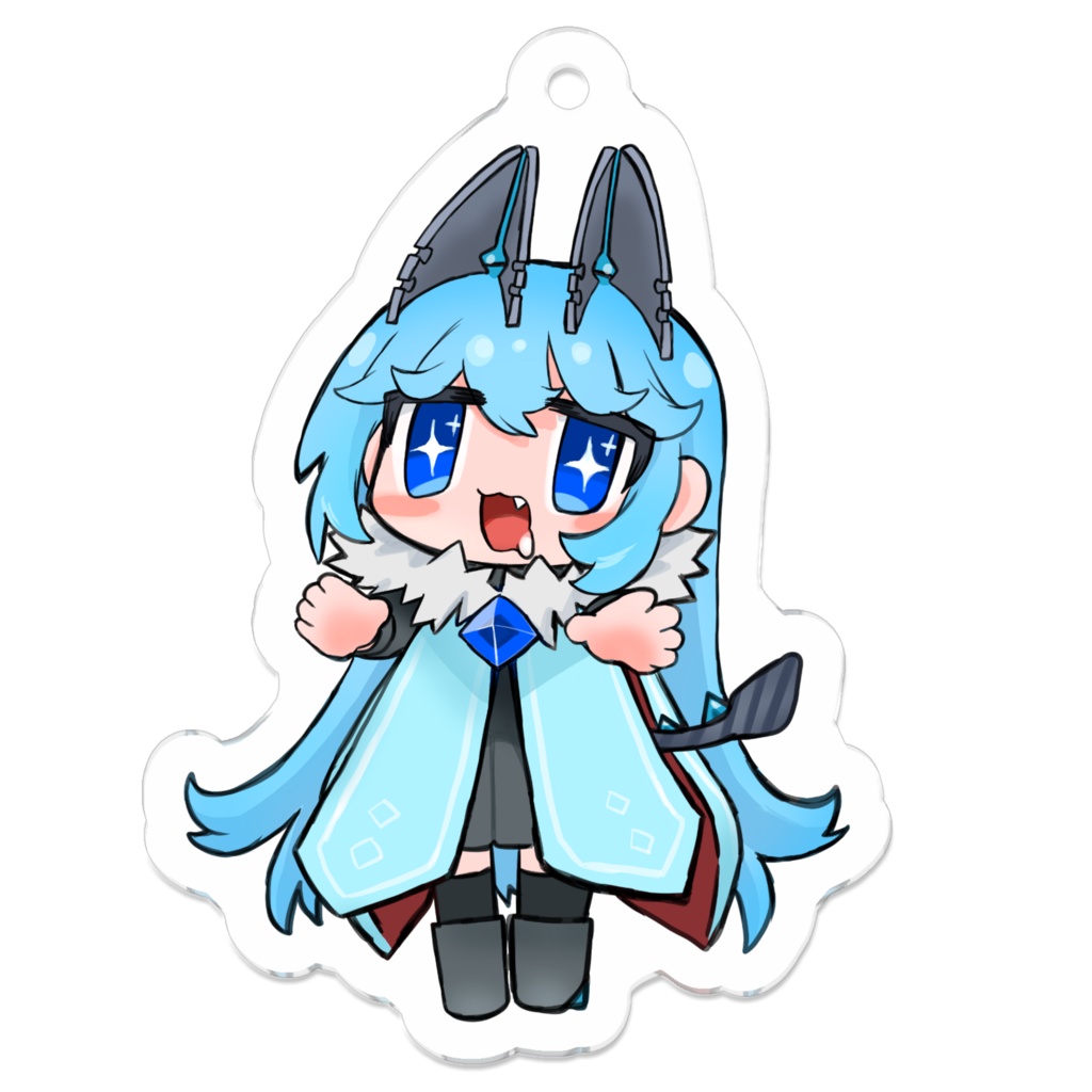 おいしいそうな物を目の前にしたミケリリちゃんアクリルキーホルダー