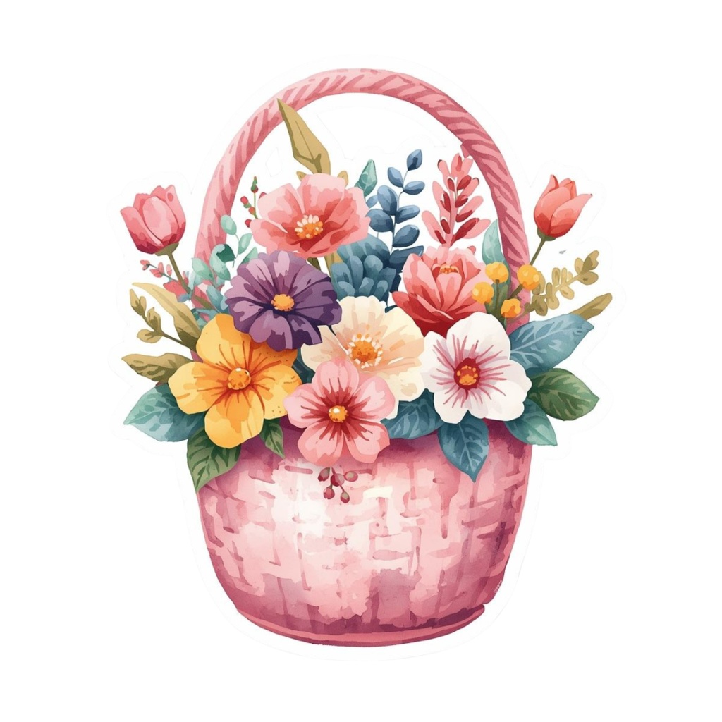 さしいパステル 花のかわいいクリップアート 20点セット【PNG・透過背景】