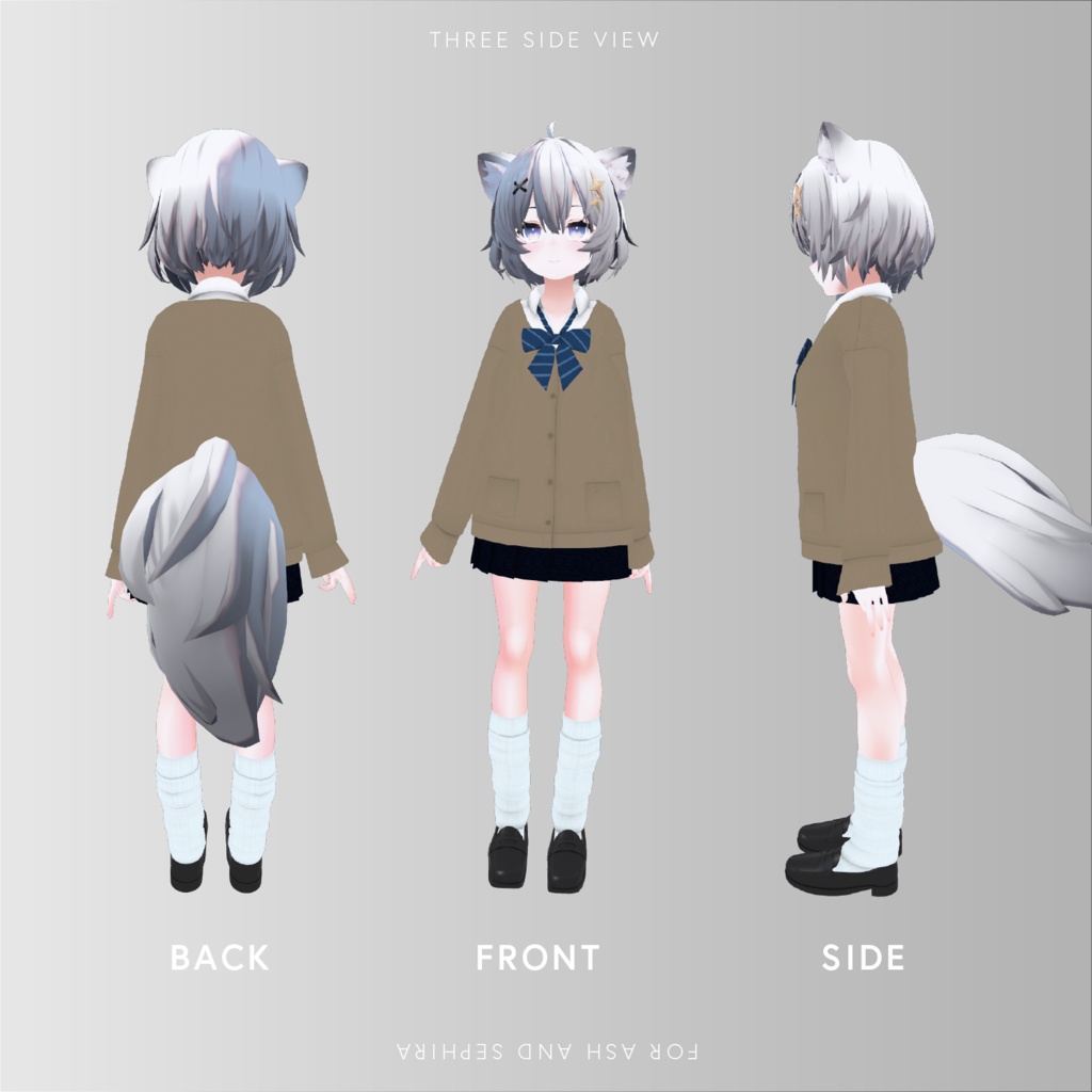 【アッシュ向け(セフィラ共通)】ギャル風制服&ルーズソックスセット