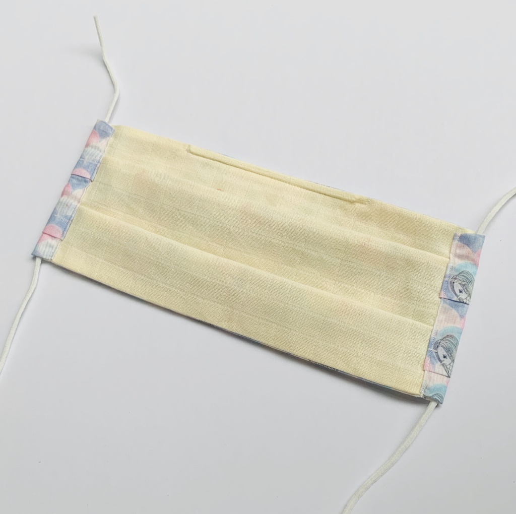 【アマビエ&アマエビ柄!波】接触冷感素材 涼しい夏マスク ノーズワイヤー入り布マスク プリーツマスク 大人可愛い和風