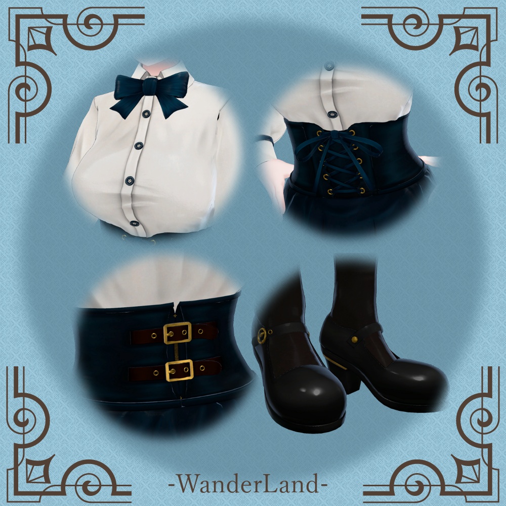 【12アバター対応】Corset Cream 【VRC想定衣装】