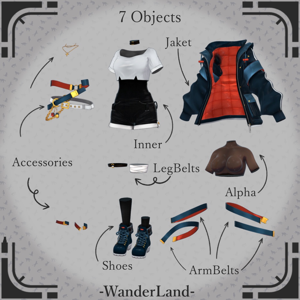 【7アバター対応】Catch The Belt【VRC想定衣装】