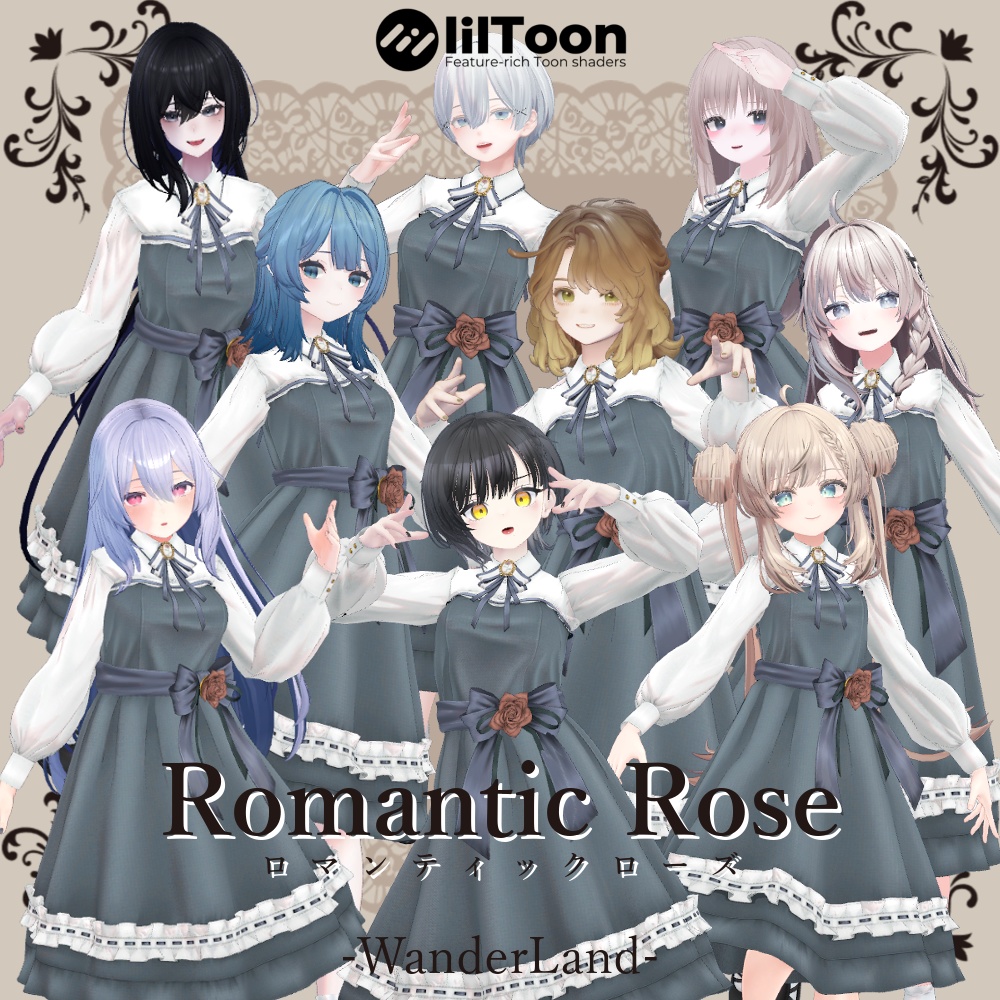 [9アバター対応] Romantic Rose [VRChat想定衣装]