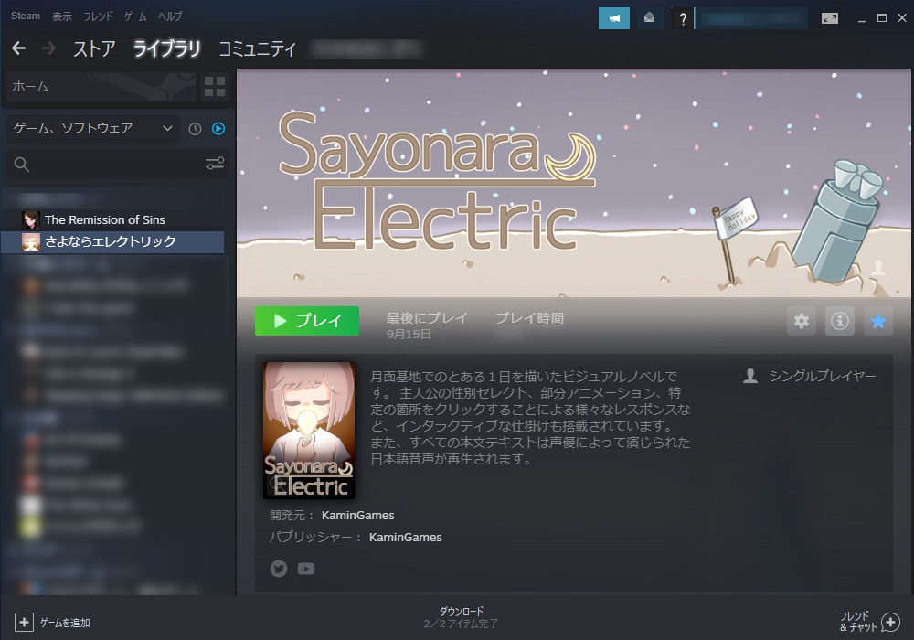 【Steamキー】【本編・リメイク&ローカライズ版】さよならエレクトリック(Windows&Mac対応・英語&日本語テキスト)