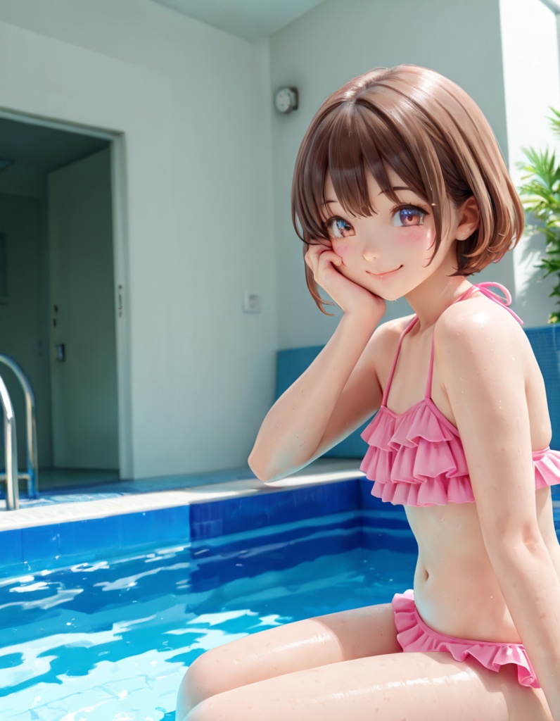 モブちゃん 水着 No,1 【フリル水着+ショートヘアver】