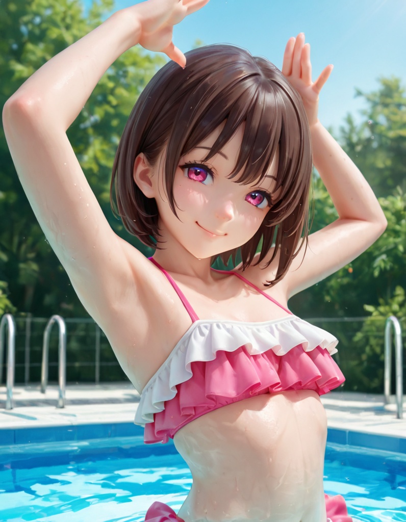 モブちゃん　水着　No,1　【フリル水着＋ショートヘアver】