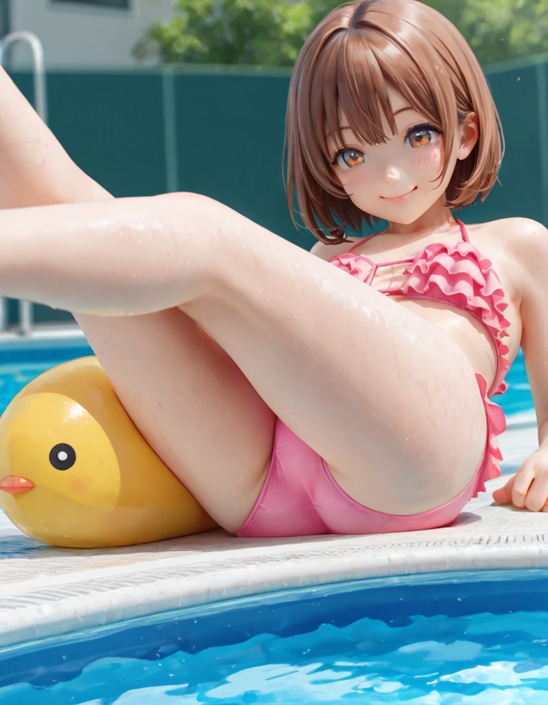 モブちゃん 水着 No,1 【フリル水着+ショートヘアver】