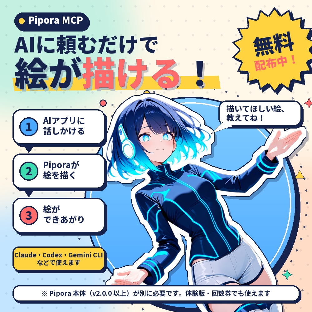 【無料・Pipora購入者向け】AIに頼むだけでイラストが描けるようになる追加ツール ― Pipora MCP