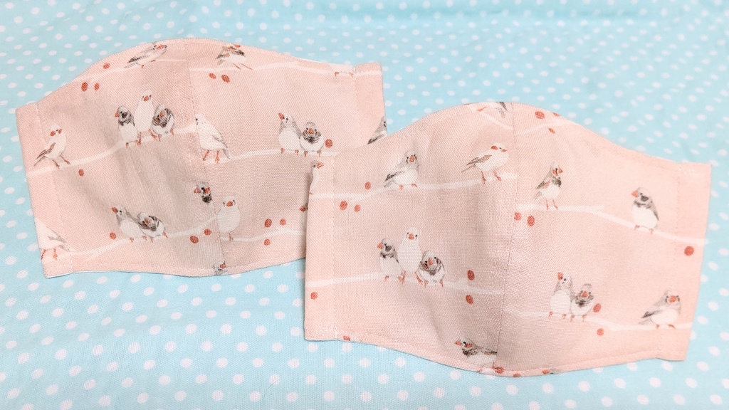 キンカチョウの可愛い立体マスク☆。.:＊2枚組