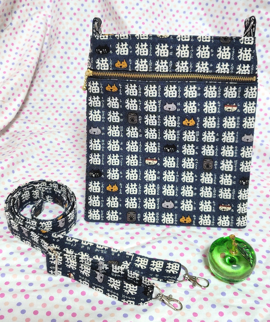 和風な猫さんのミニショルダーバッグ♪