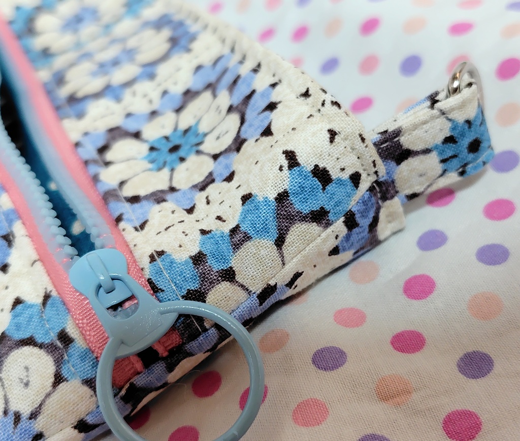 パッチワークの花柄風ショルダーバッグ☆ブルー