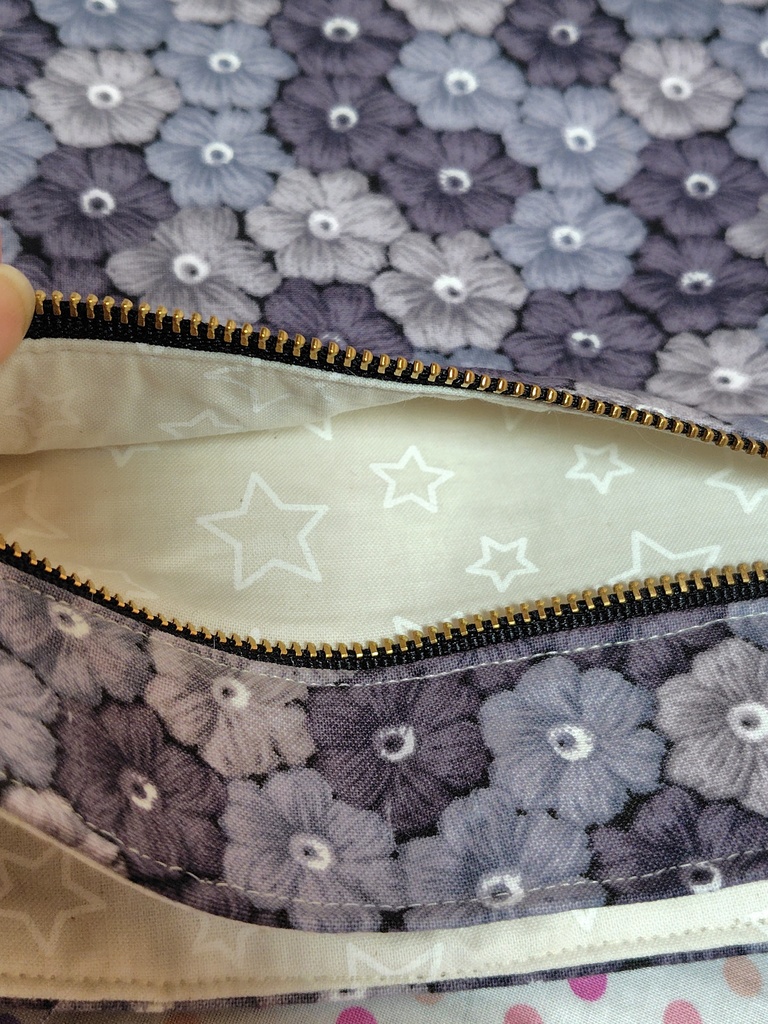 ポコポコ刺繍の花柄風ショルダーバッグ☆グレー