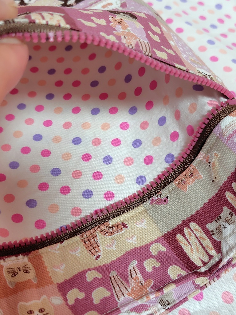 レトロ可愛い猫さんのパッチワーク風ショルダーバッグ☆ピンク