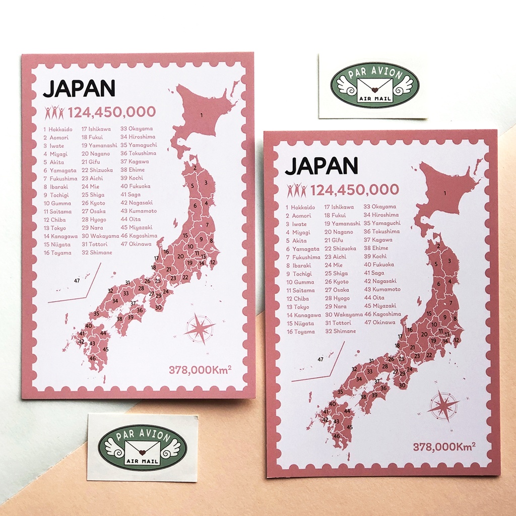 ポストカード　日本地図 47都道府県
