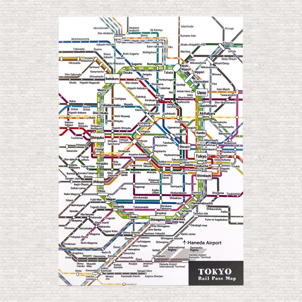 【OUTLET】ポストカード 東京路線図(同柄2枚セット)