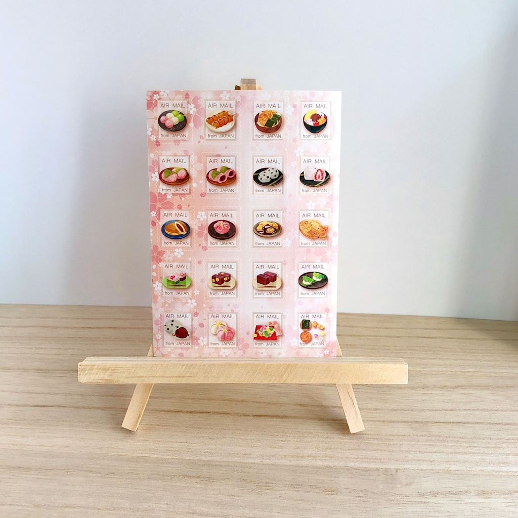 エアメールシール 和菓子のイラスト 切手風 ポスクロドットコムjp Booth