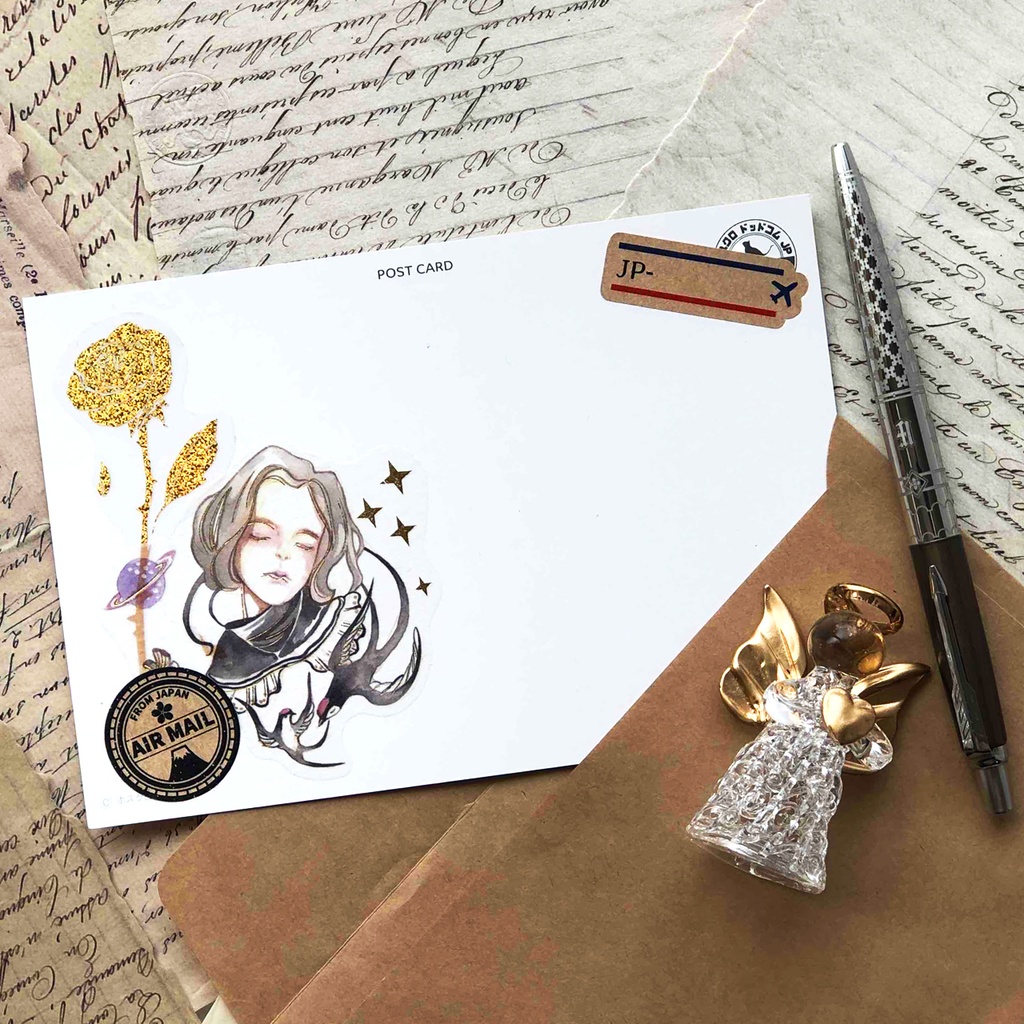 エアメールシール ヴィンテージ郵便スタンプ風