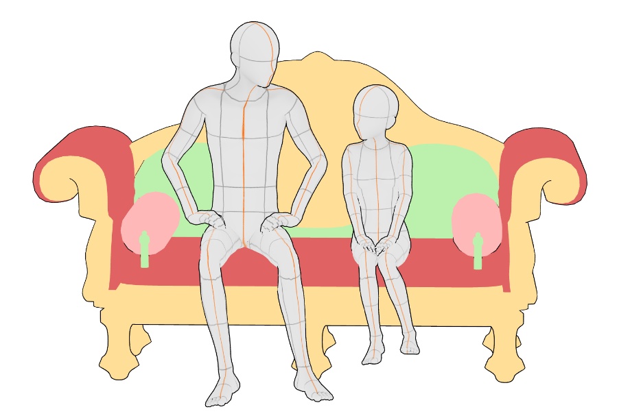 【3D素材】隠し部屋の長椅子