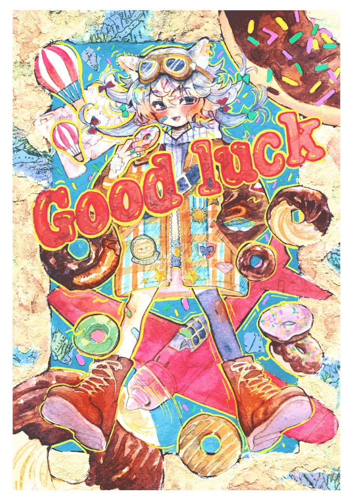 SMサイズイラスト原画　レトロパイロット