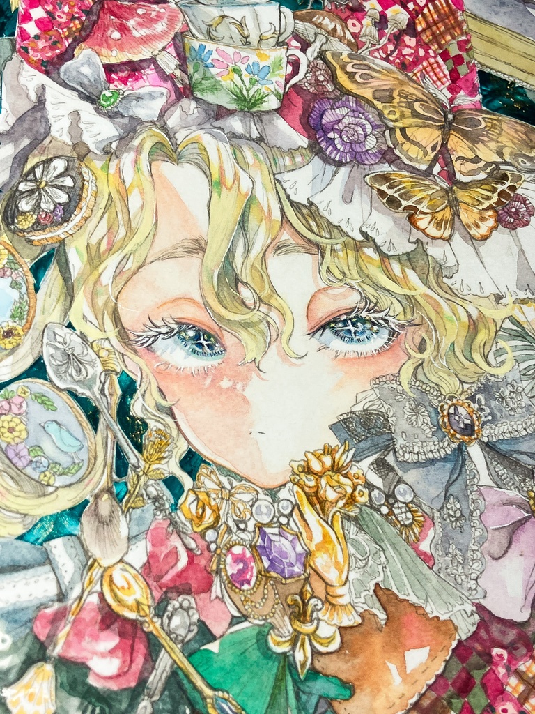 八つ切りサイズ額装作品　アンティーク