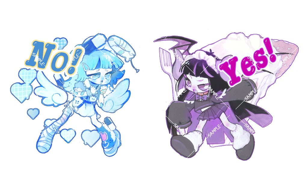 天使と悪魔 ヘアクリップ ステッカー2枚入りセット