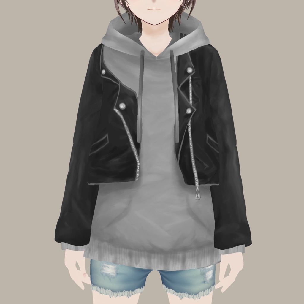 【Vroid用衣装】ライダースxパーカー