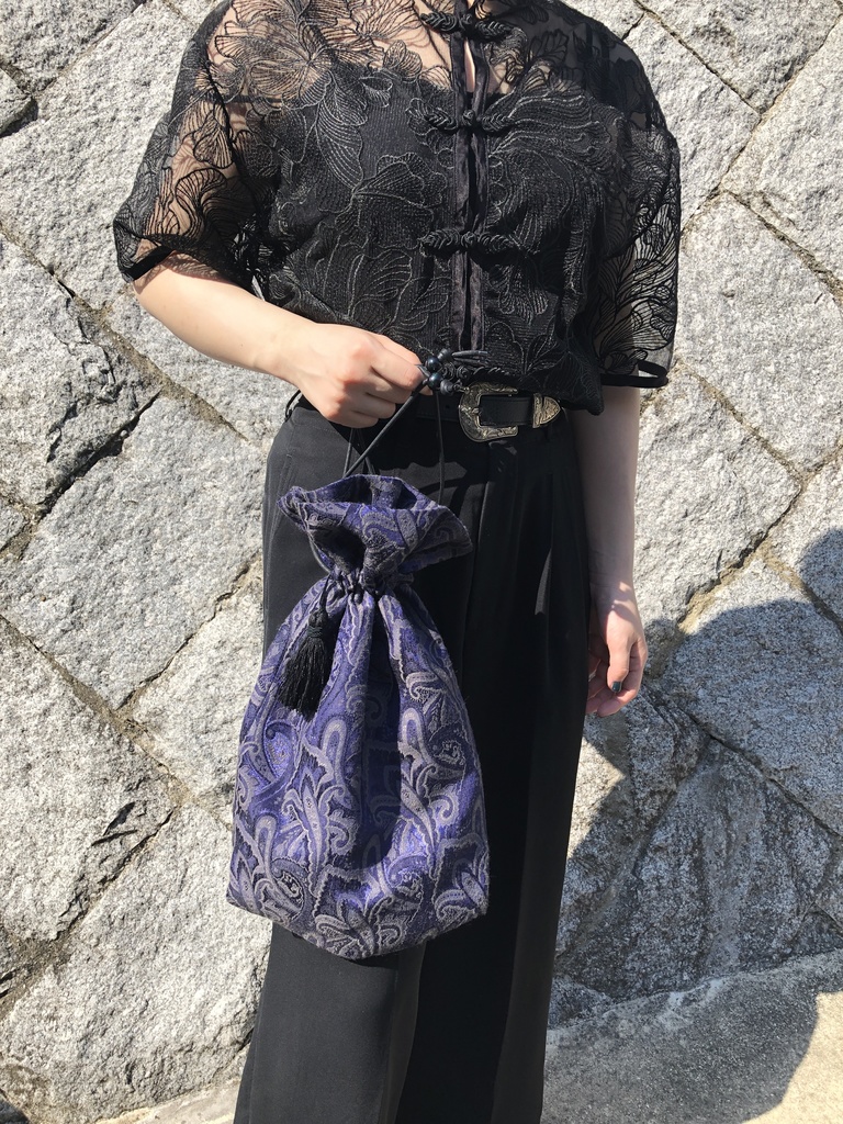 最遊記　玄奘三蔵　きんちゃく　バック　ポーチ　紫