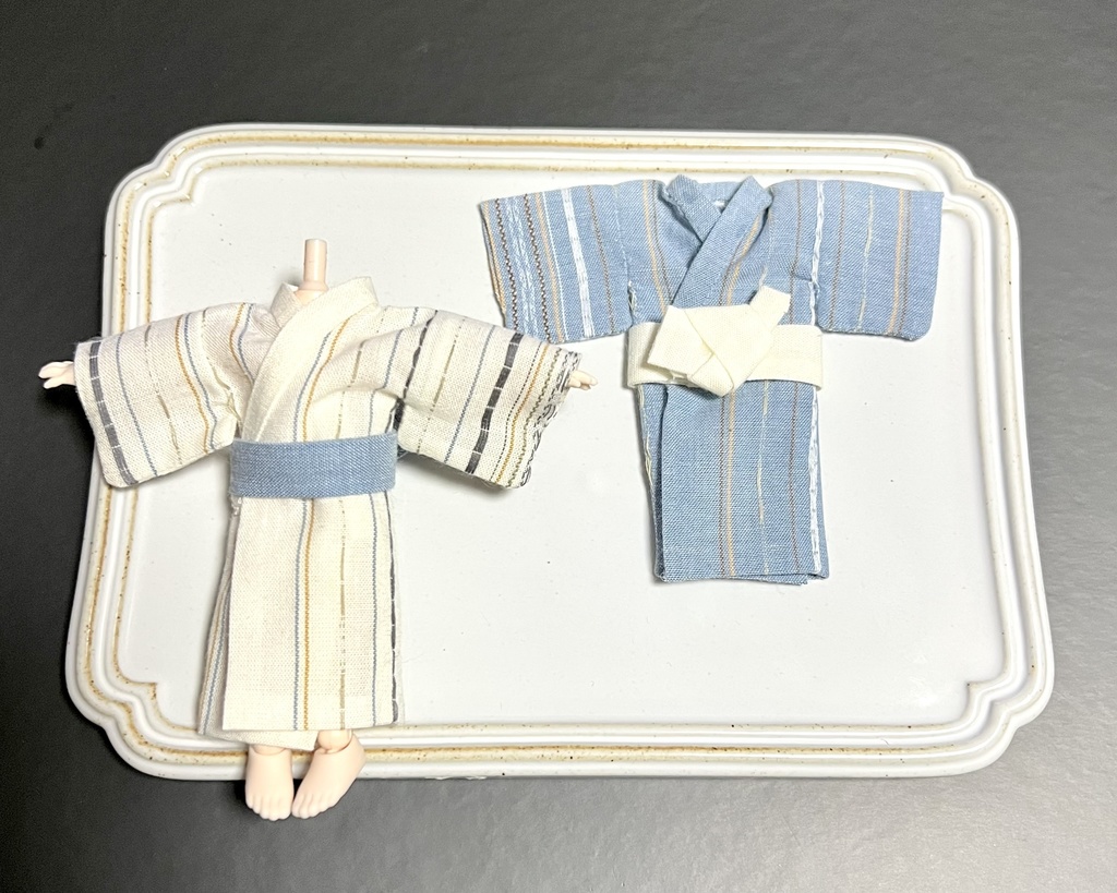 オビツボディ11用　浴衣　キナリ　ミズイロ