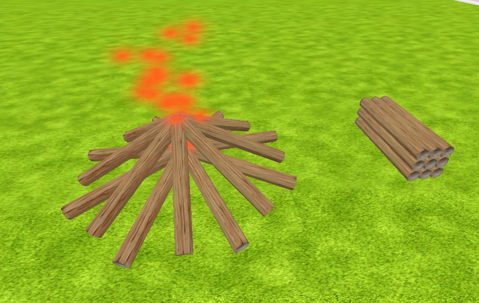 焚火、薪（ローポリModel、textureのみ）