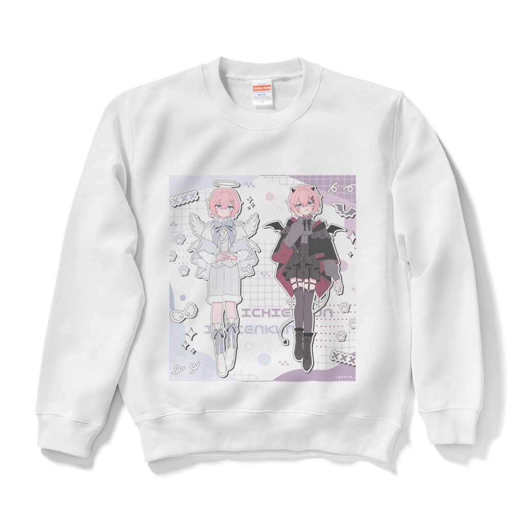 天使と悪魔いちえんくん　スウェット - ホワイト