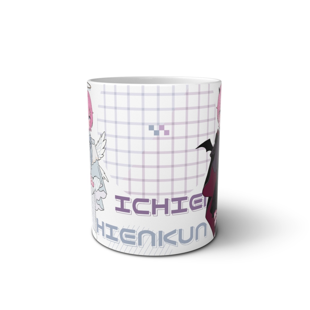 天使と悪魔いちえんくん マグカップ - 直径 8 cm / 高さ 9.5 cm