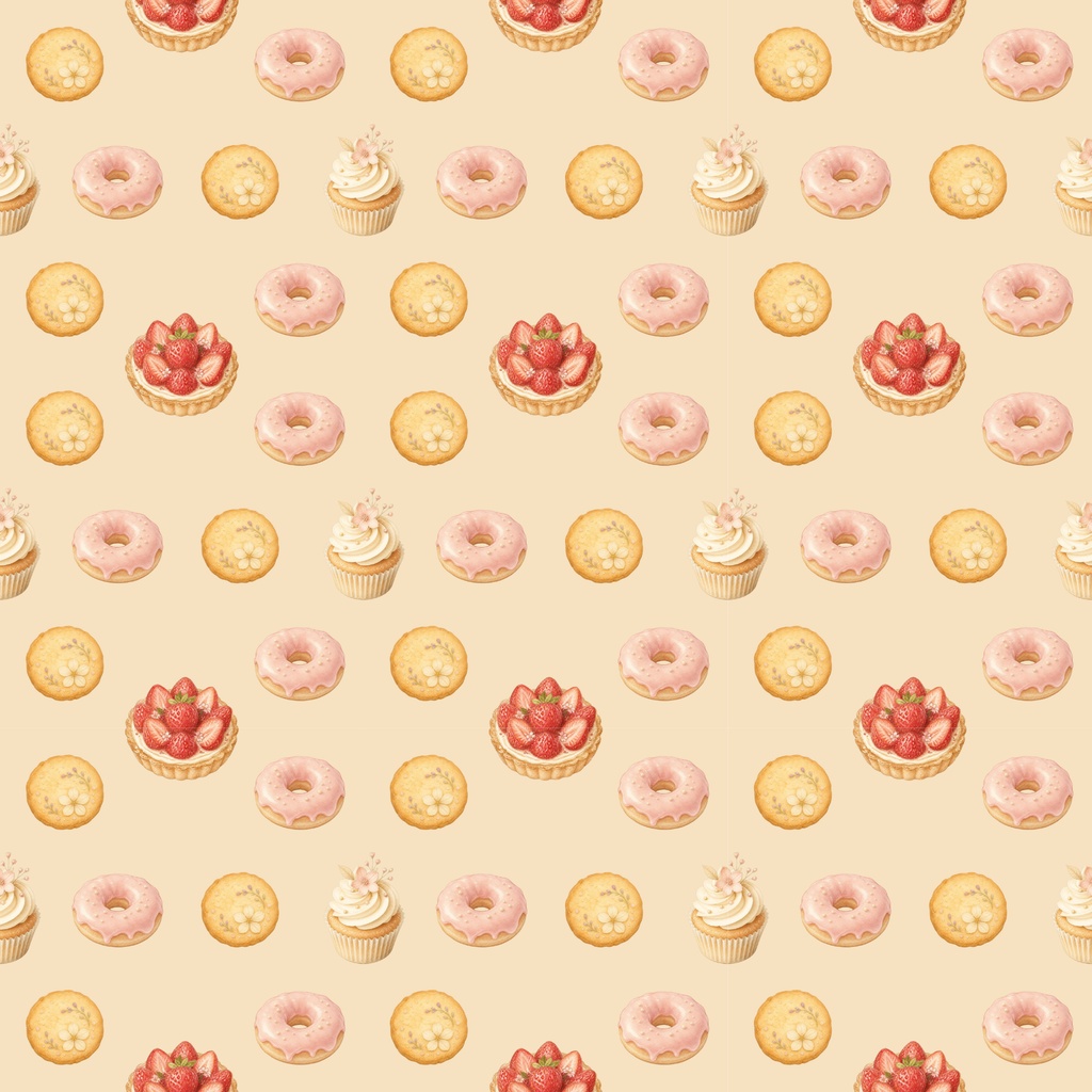 大人かわいい焼き菓子のデジタルペーパー|スイーツ柄・お菓子柄