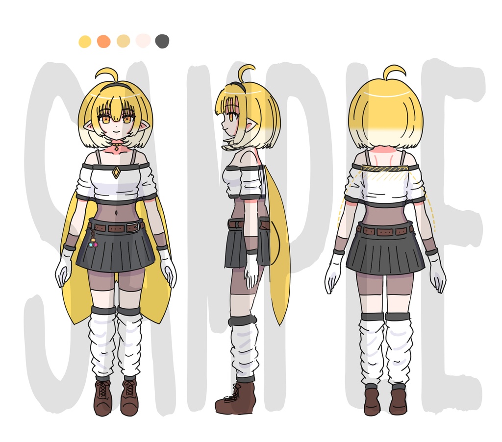 【破格!全身モデル】【限定1点】長耳ふんわりボブの女の子(黄)【Live2D】