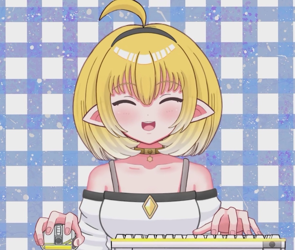 【破格!全身モデル】【限定1点】長耳ふんわりボブの女の子(黄)【Live2D】