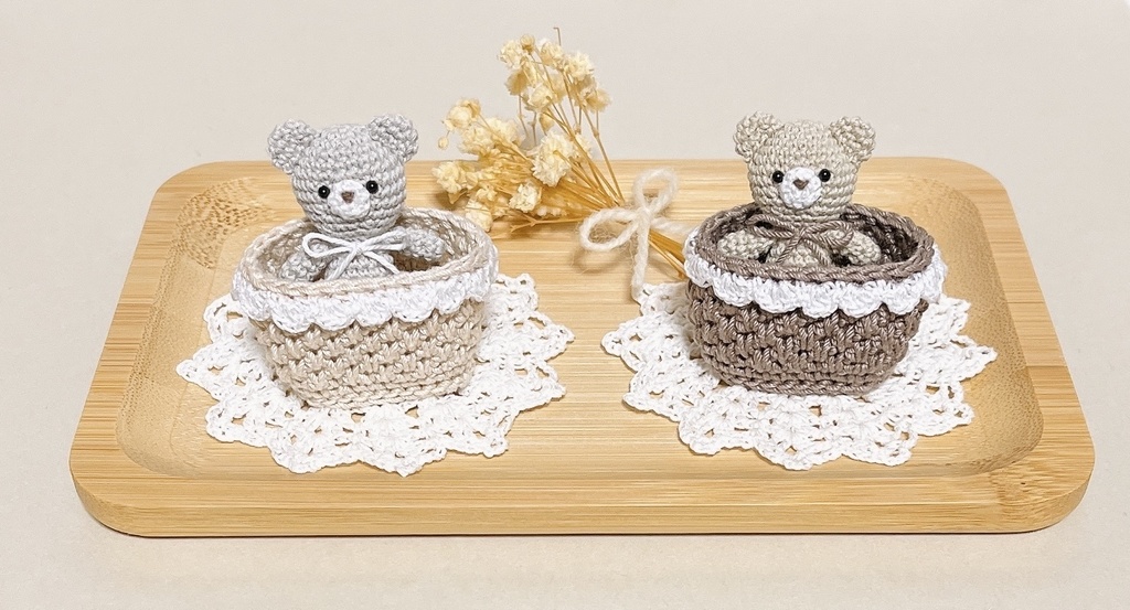 再＊ミニバスケット、レース糸モチーフ＊