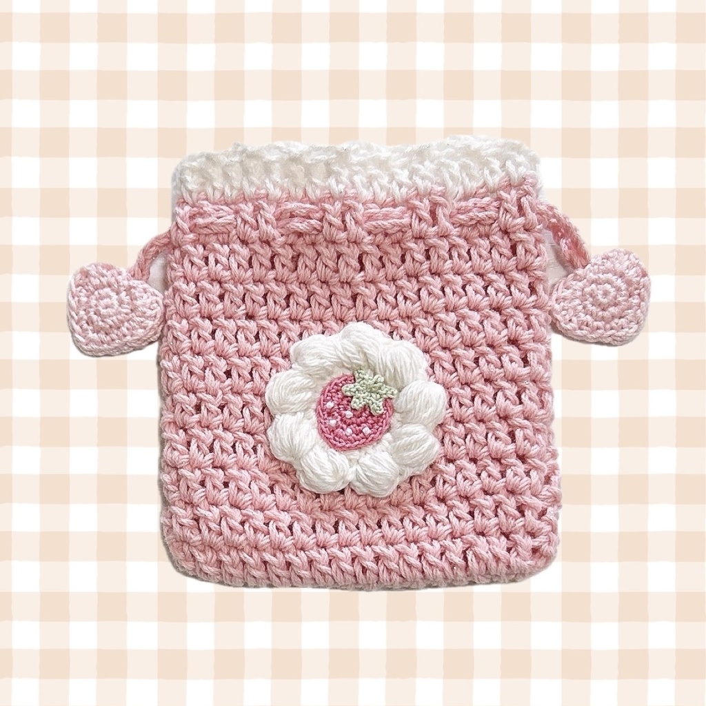 【送料込】*いちごホイップ巾着*