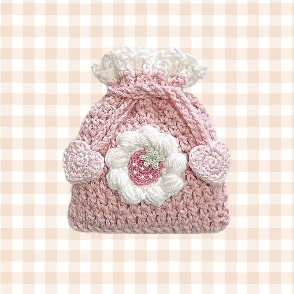 【送料込】*いちごホイップ巾着*