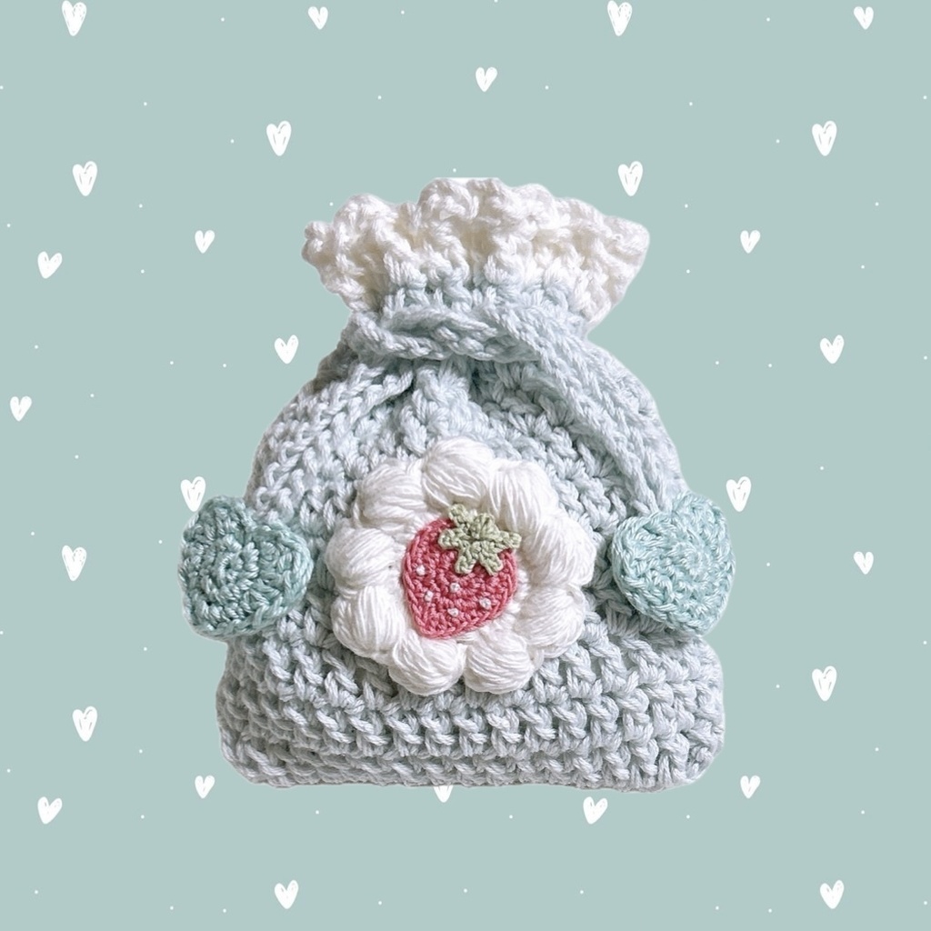 【送料込】*いちごホイップ巾着*