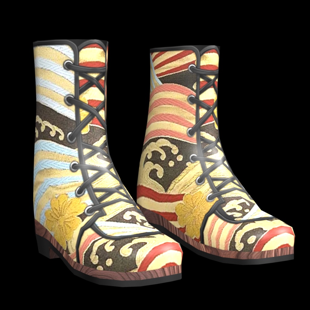 VRoid・VRChat|3D ブーツ 001|着物の柄|Adel空想