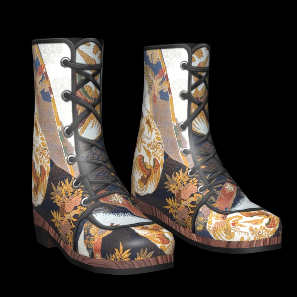 VRoid・VRChat|3D ブーツ 003|着物 鳳凰|Adel空想