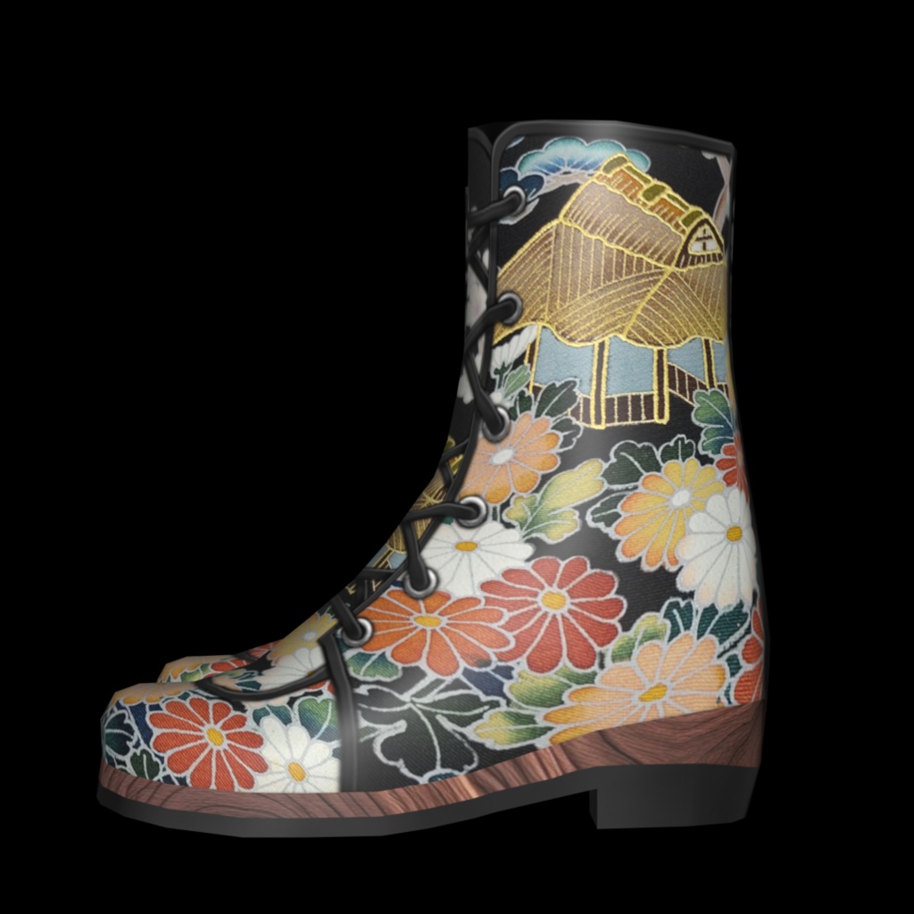 VRoid・VRChat|3D ブーツ 002|着物 花 桜|Adel空想