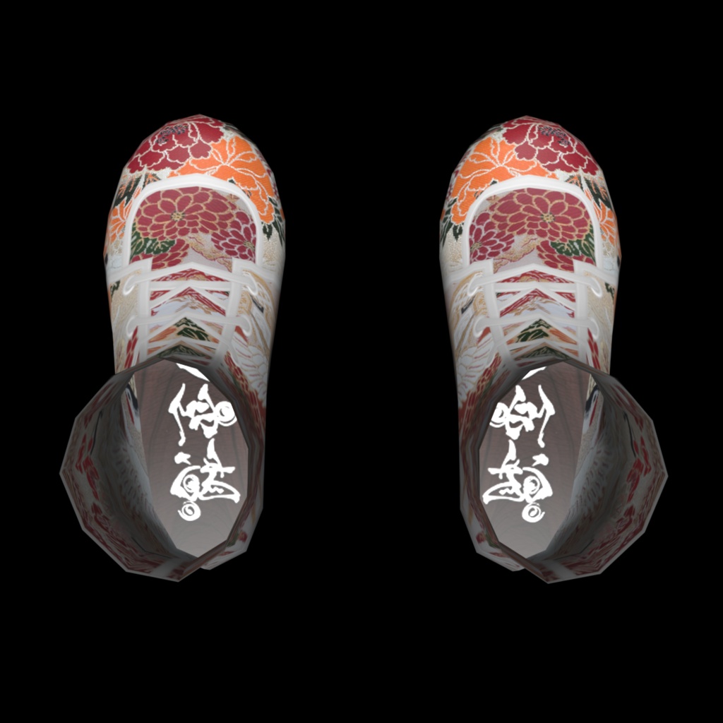 VRoid・VRChat|3D ブーツ 004|着物 花と鶴|Adel空想