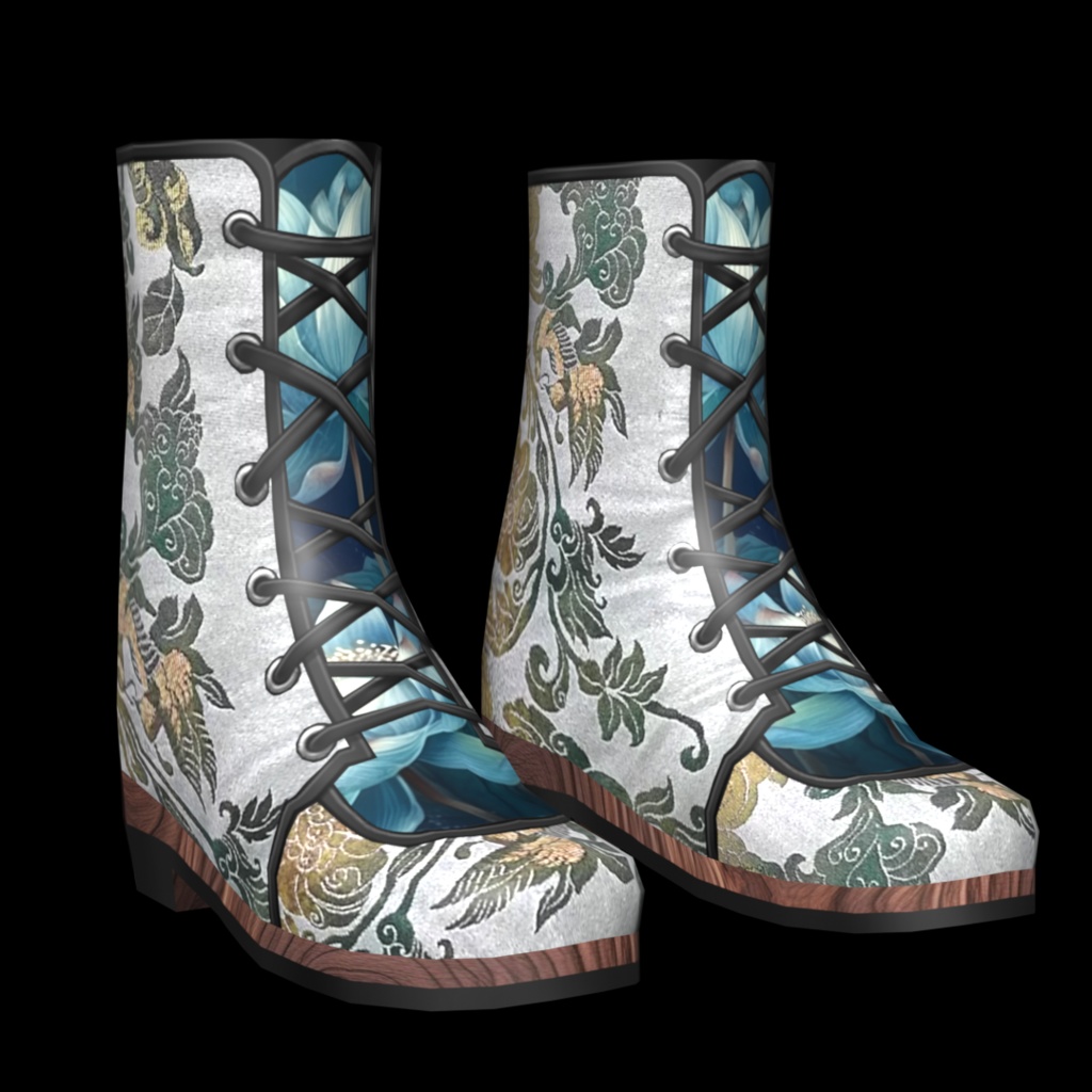 VRoid・VRChat|3D ブーツ 005|着物とロータスの花|Adel空想