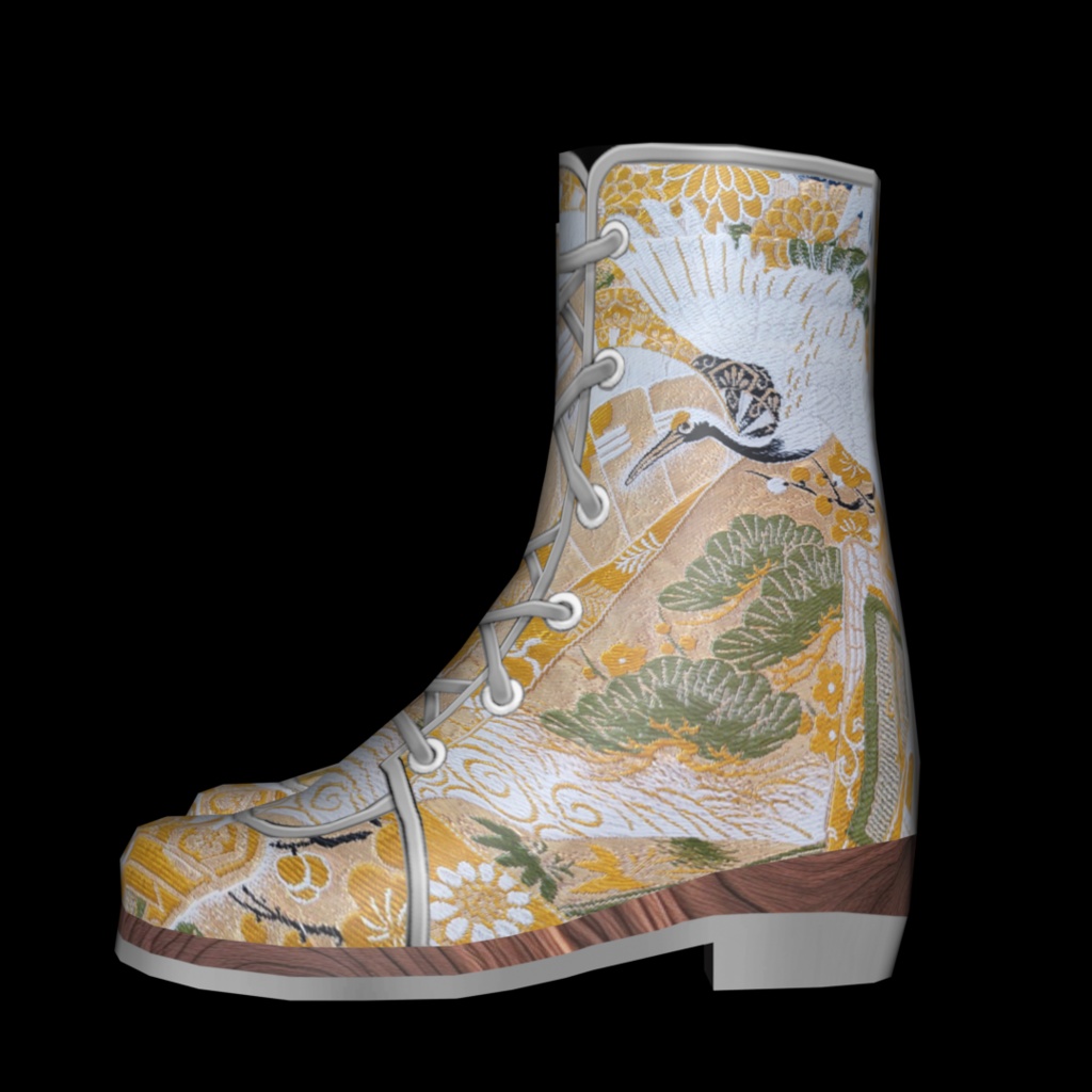 VRoid・VRChat|3D ブーツ 008|着物 鶴と松|Adel空想