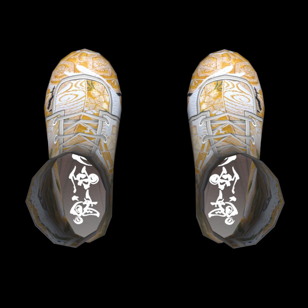 VRoid・VRChat|3D ブーツ 008|着物 鶴と松|Adel空想